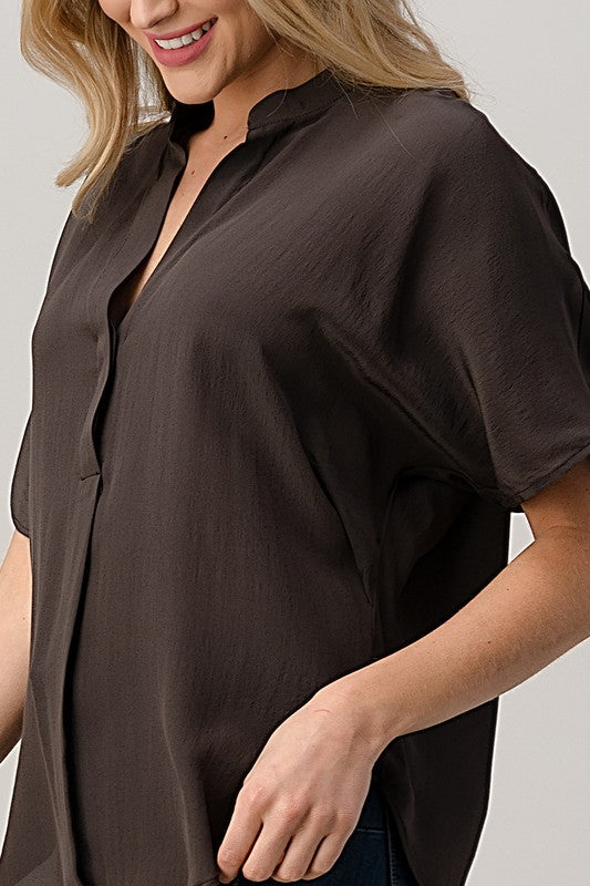 Dolman Sleeve Silk Solid Blouse Top