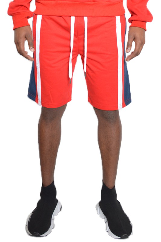 Weiv Mens Color Block Stripe Sweat Shorts