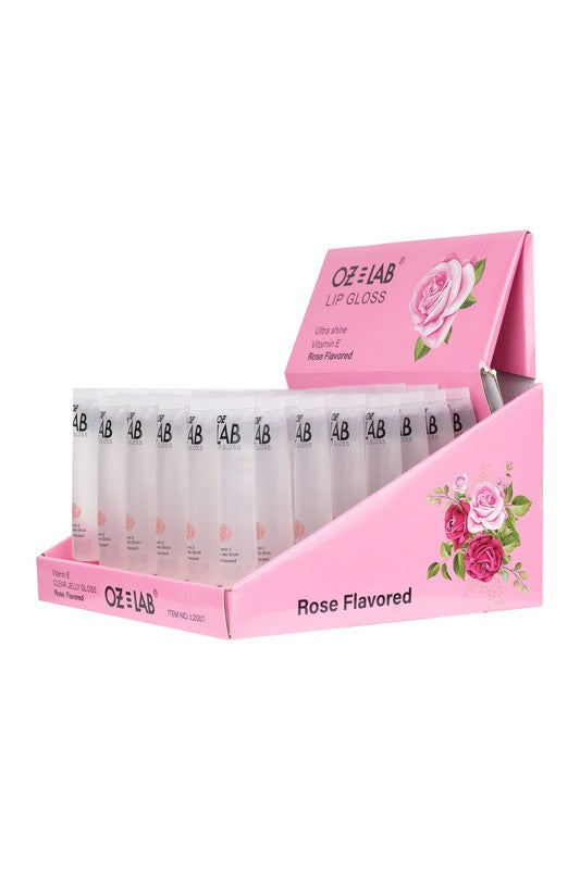 48 Pack OZ LAB Rose Scent Clear Gloss Lip Polish