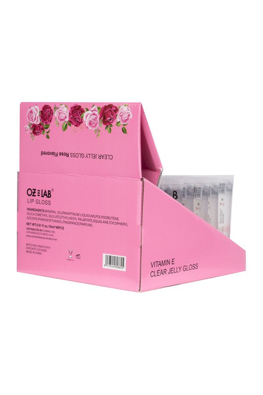 48 Pack OZ LAB Rose Scent Clear Gloss Lip Polish