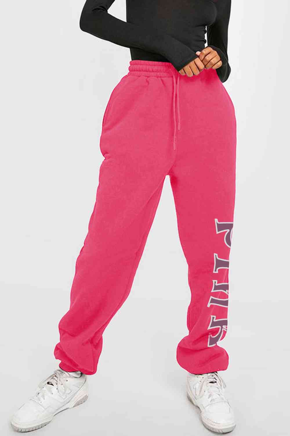 Simply Love Full Size PINK Graphic Sweatpants