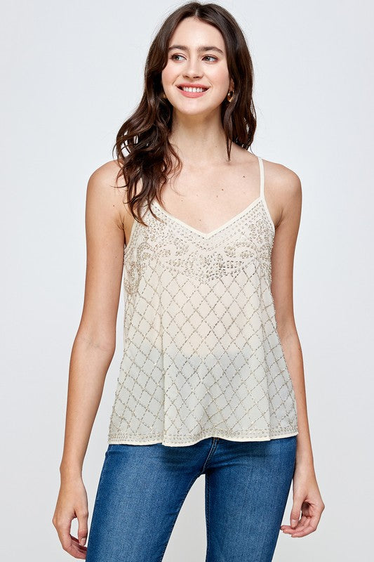 Beaded embellishments Tank Top Cami Top