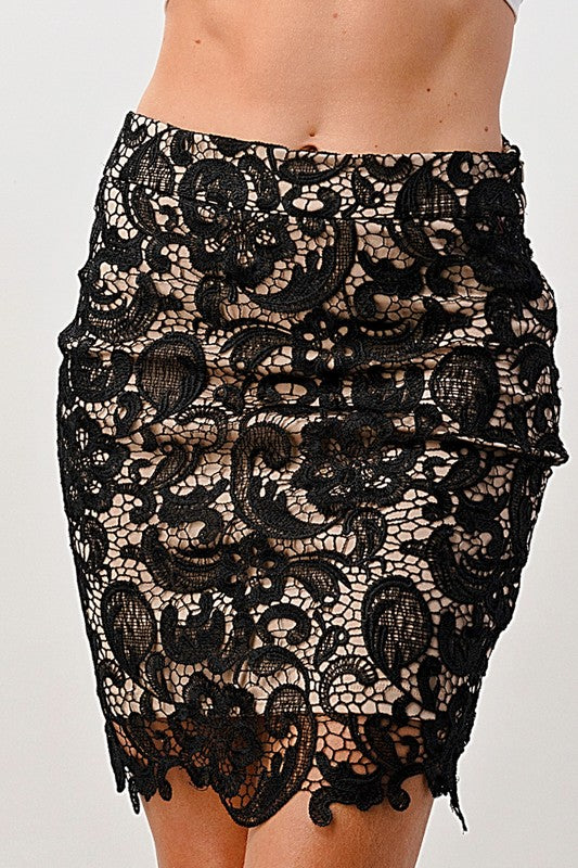 Lace Midi Mini Skirt