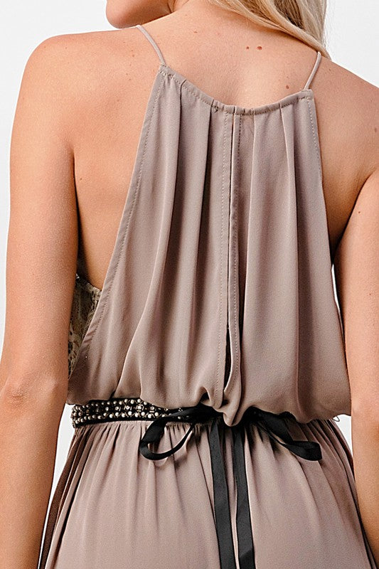 Pleated Cami Chiffon Maxi Dress