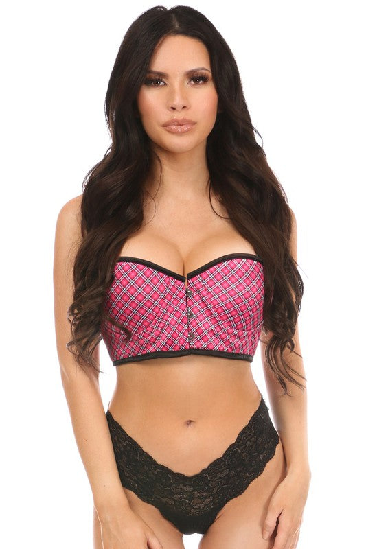 Pink Plaid Underwire Short Bustier