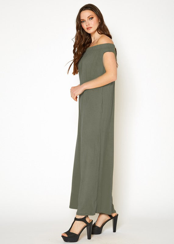 Off Shoulder Wide Leg Jumpsuit