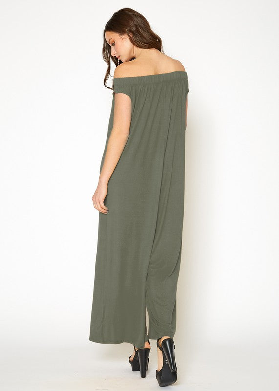 Off Shoulder Wide Leg Jumpsuit