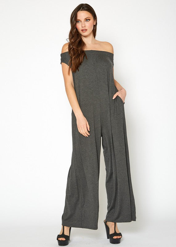 Off Shoulder Wide Leg Jumpsuit