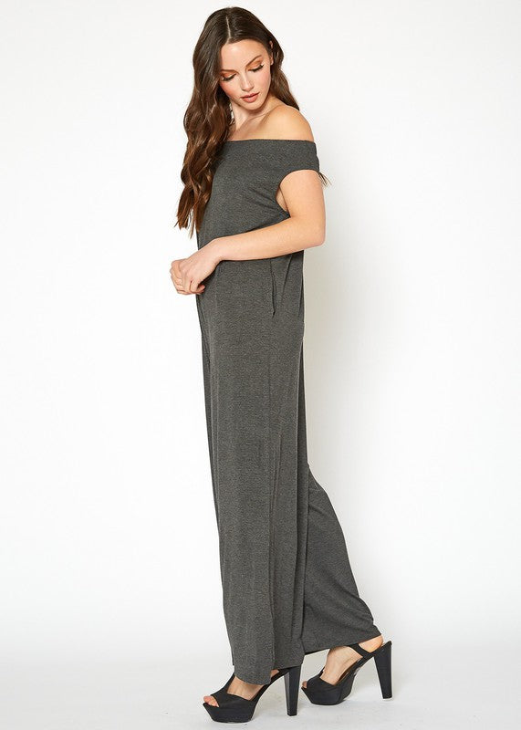 Off Shoulder Wide Leg Jumpsuit