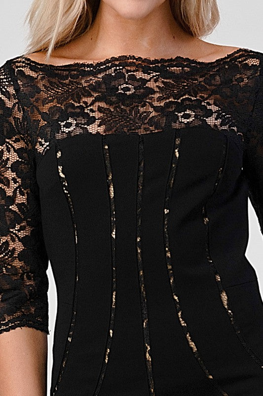 Bustier Lined Lace Top BodyCon Dress