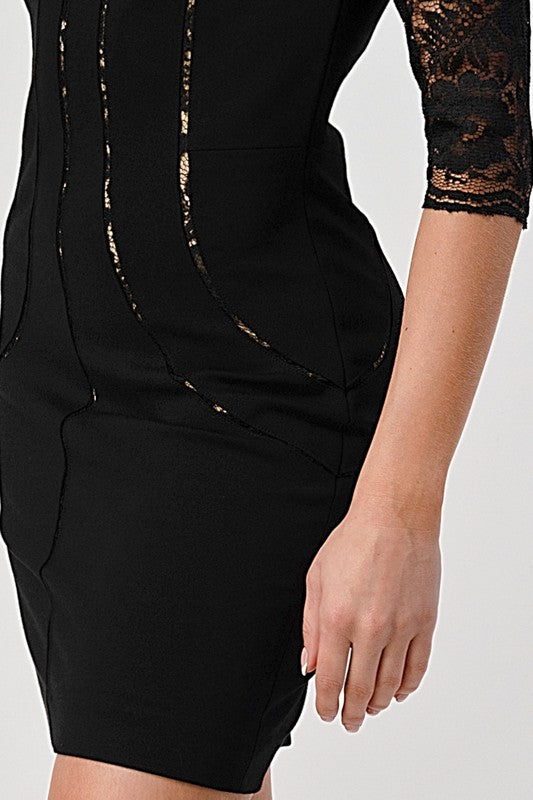 Bustier Lined Lace Top BodyCon Dress