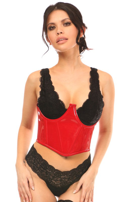 Red Patent Open Cup Underwire Waist Cincher