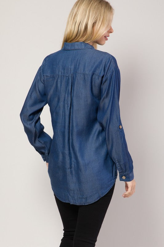 Chambray Button Down Denim Shirt