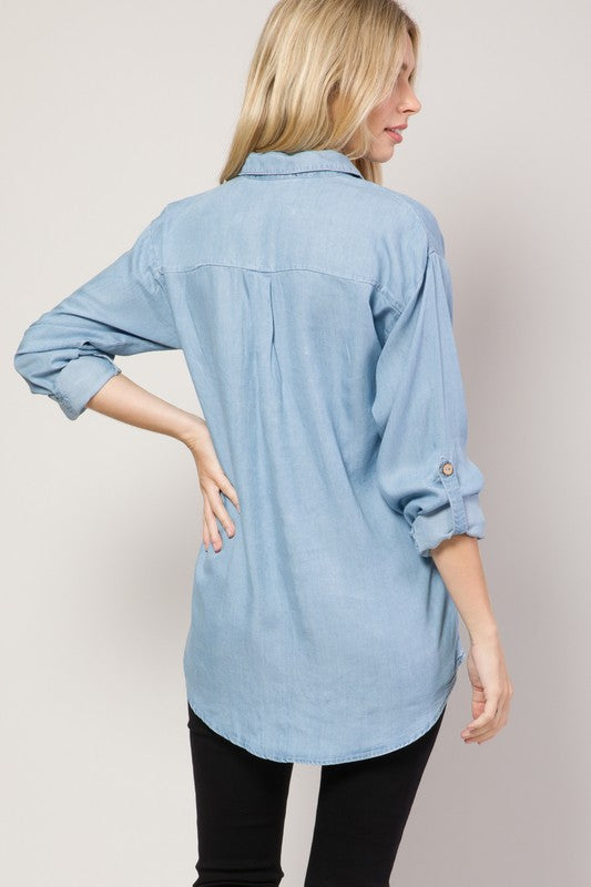 Chambray Button Down Denim Shirt