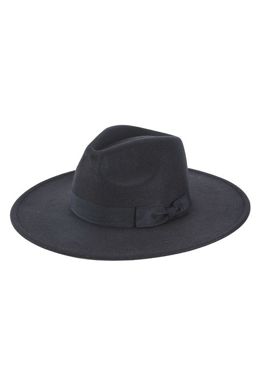 Bow Point Medium Wide Brim Floppy Fedora Hat