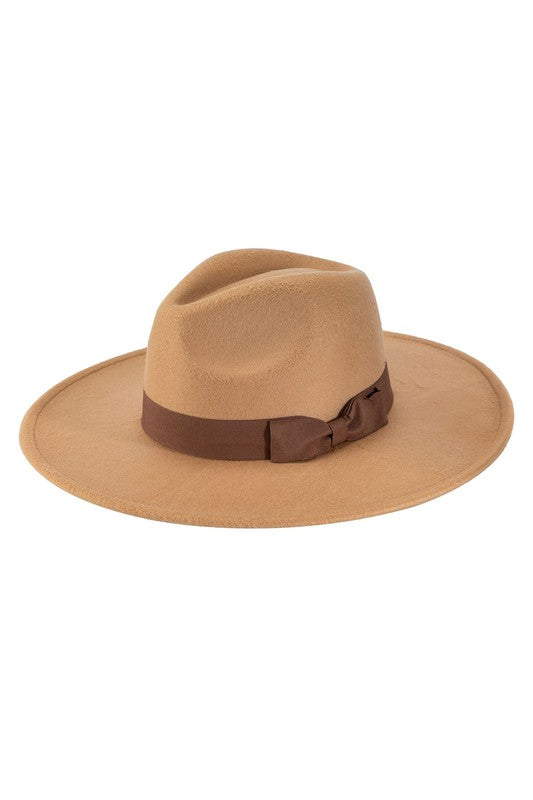 Bow Point Medium Wide Brim Floppy Fedora Hat