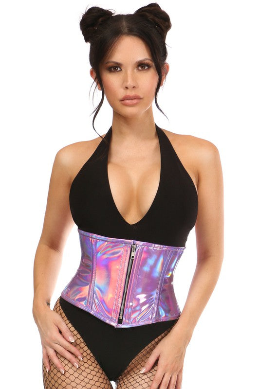 Lavender Holo Steel Boned Mini Cincher