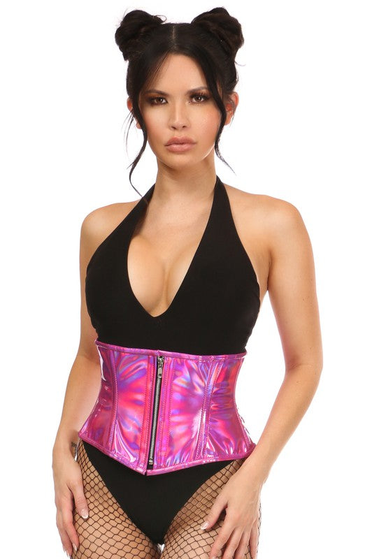 Fuchsia Holo Steel Boned Mini Cincher