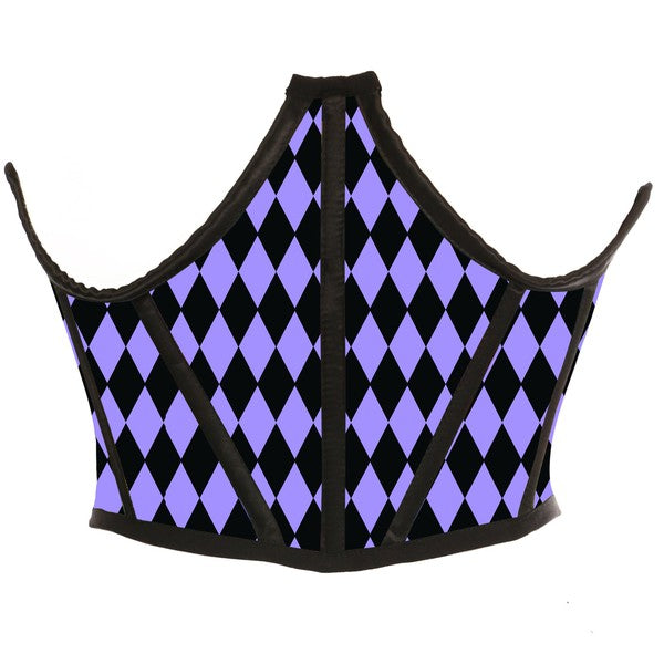 Black & Purple Diamond Satin Waist Cincher