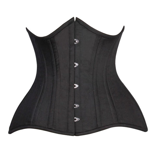 Black Cotton Steel Boned Waist Cincher Corset