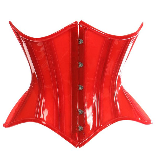 Red Clear Curvy Underbust Waist Cincher Corset