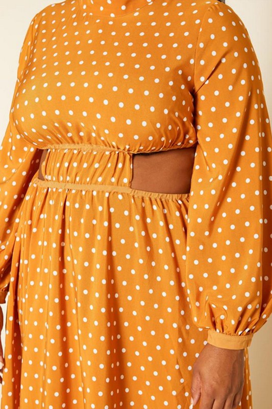 Plus Size Polka Dot Flare Maxi Dress