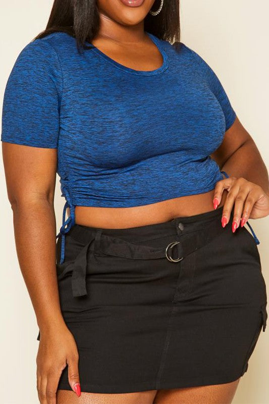 Plus Size Cross Lace Open Back Crop Top