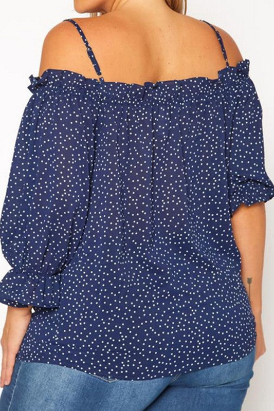 Plus Size Polka Dot Off Shoulder Cami Blouse