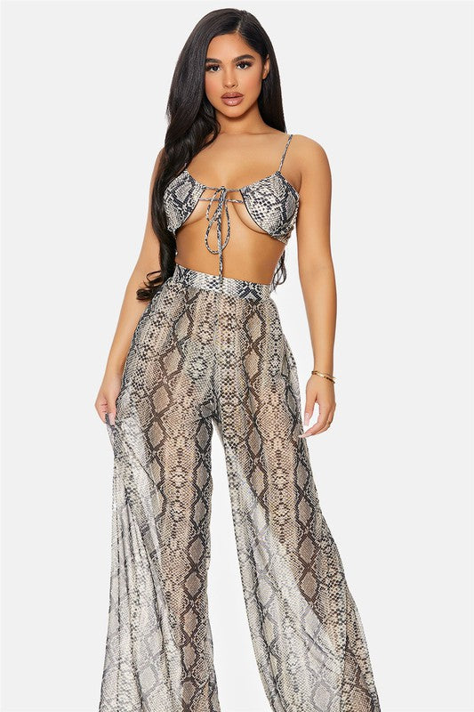 Mesh Sheer Pool Swimwear High Waist Bottom Pants