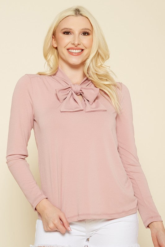 PLEIONE SOLID BOWTIE BLOUSE