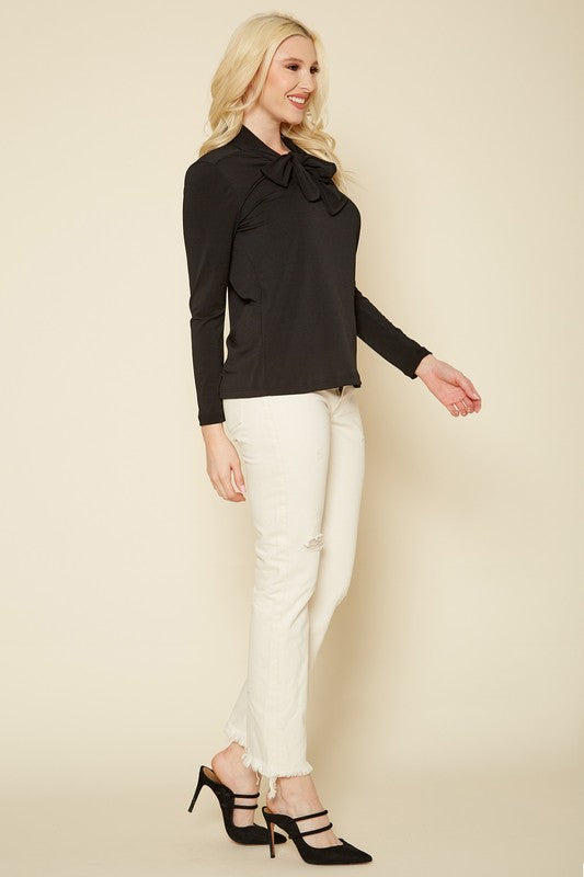 PLEIONE SOLID BOWTIE BLOUSE