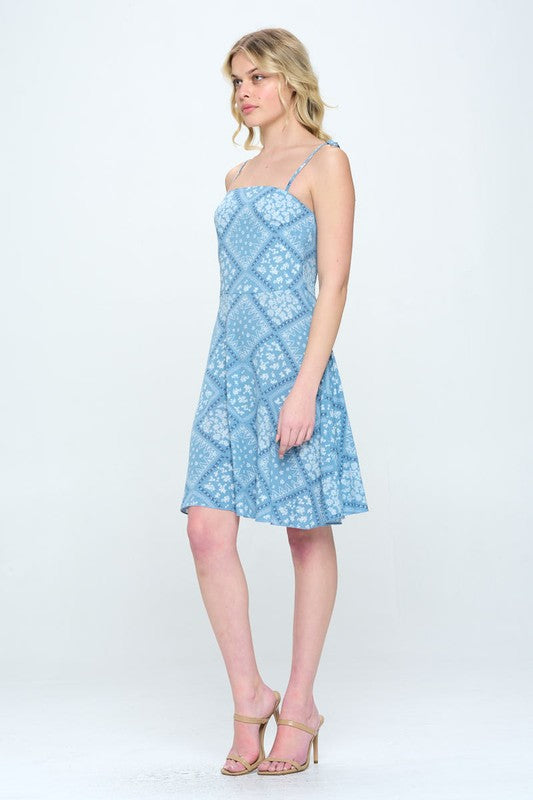 A-Line Dress with tie shoulder smocked back