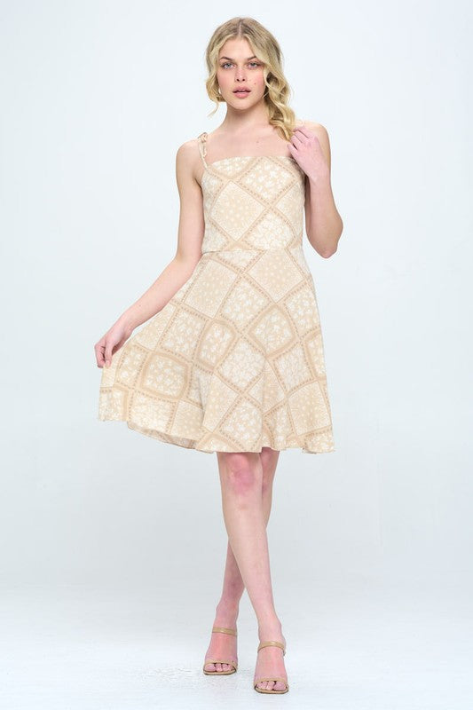 A-Line Dress with tie shoulder smocked back