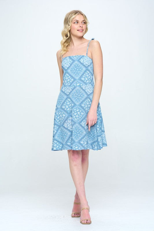 A-Line Dress with tie shoulder smocked back