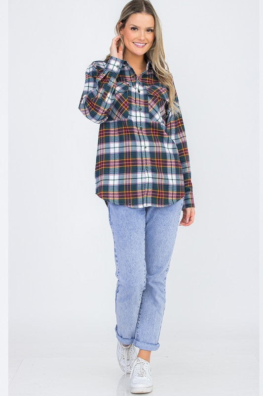 Womens Boyfriend Flannel Shirt S L ONLY