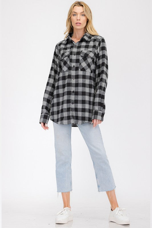 Womens Boyfriend Flannel Shirt S L ONLY