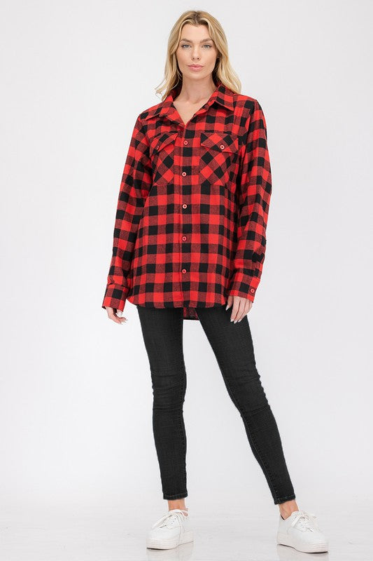 Womens Boyfriend Flannel Shirt S L ONLY