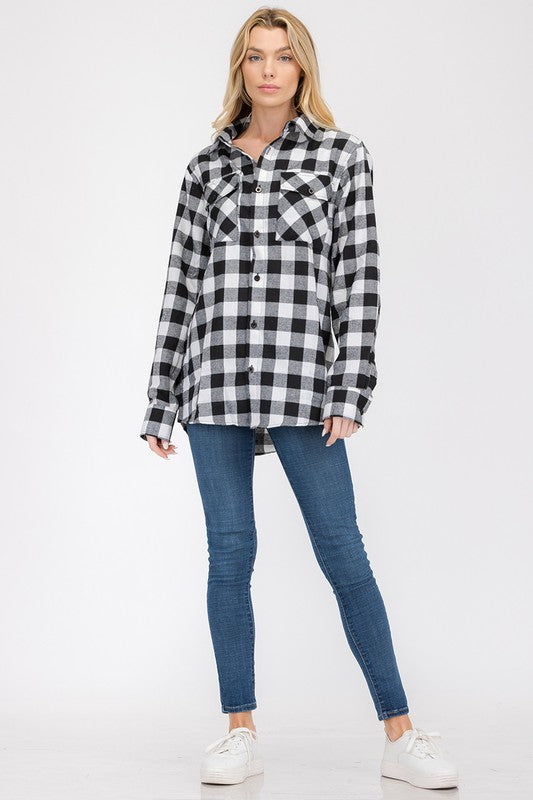 Womens Boyfriend Flannel Shirt S L ONLY