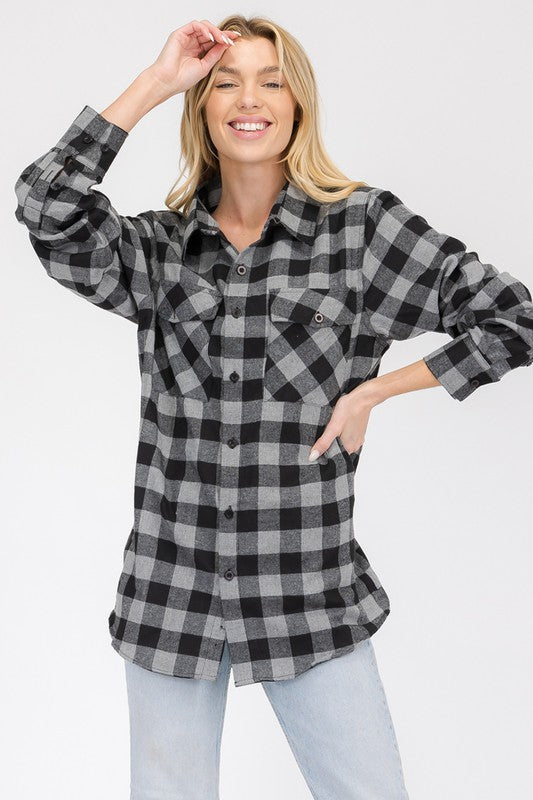 Womens Boyfriend Flannel Shirt S L ONLY