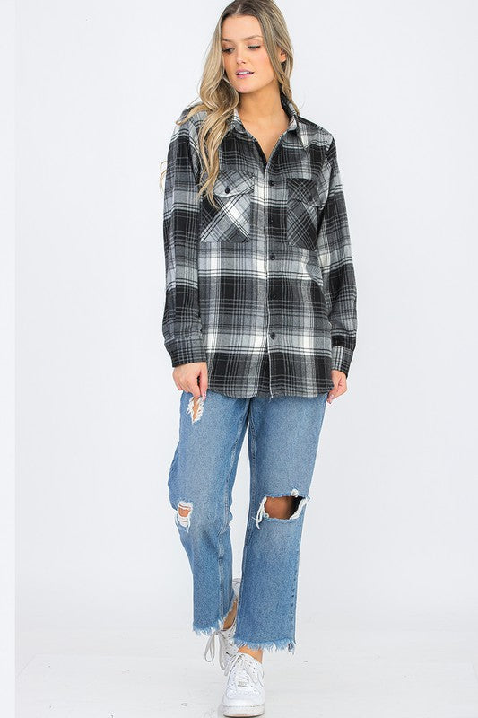 Womens Boyfriend Flannel Shirt S L ONLY