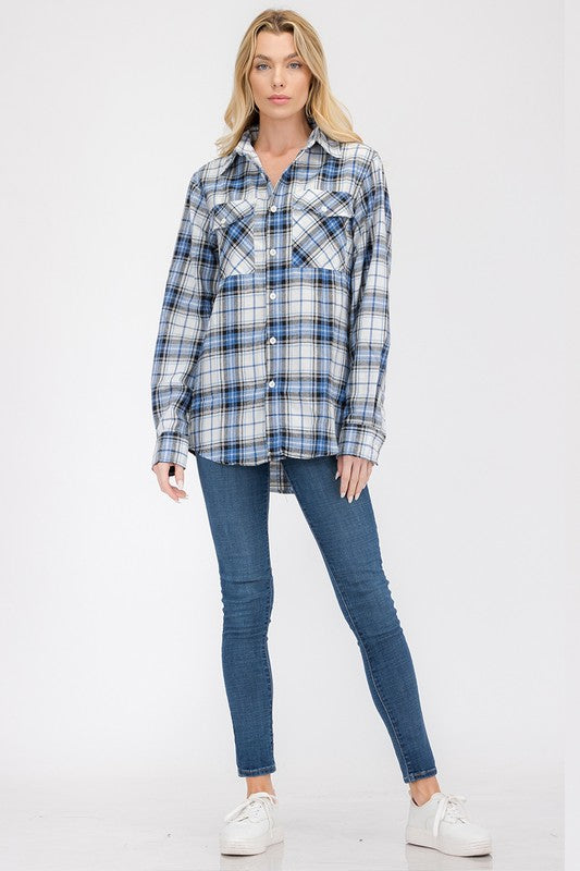 Womens Boyfriend Flannel Shirt S L ONLY