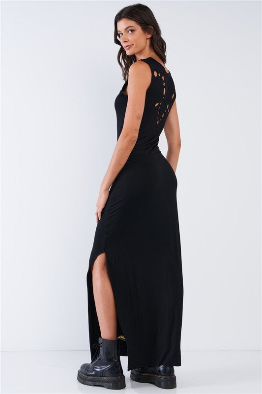 Black Cut Out Back Maxi Dress