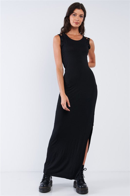 Black Cut Out Back Maxi Dress