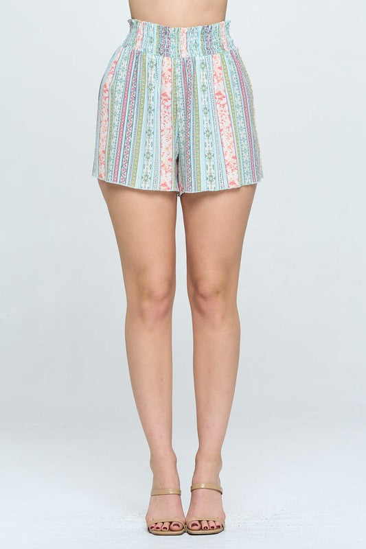 Smock waisted flare short pants