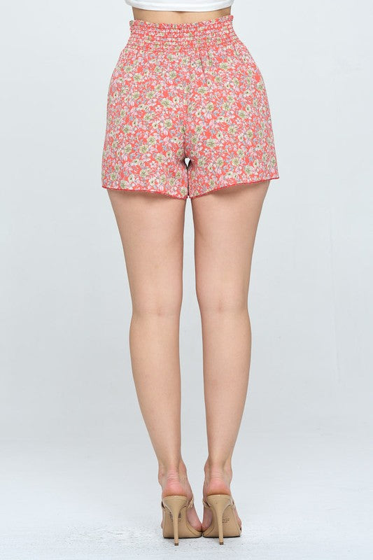 Smock waisted flare short pants