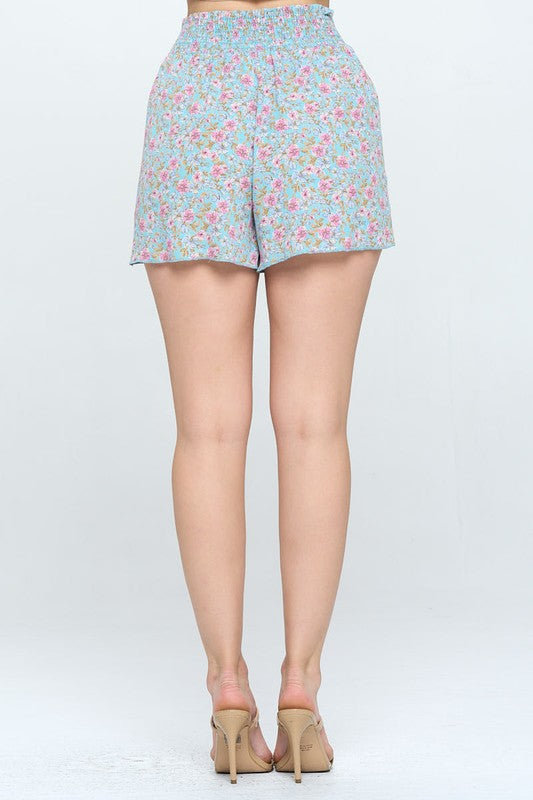 Smock waisted flare short pants