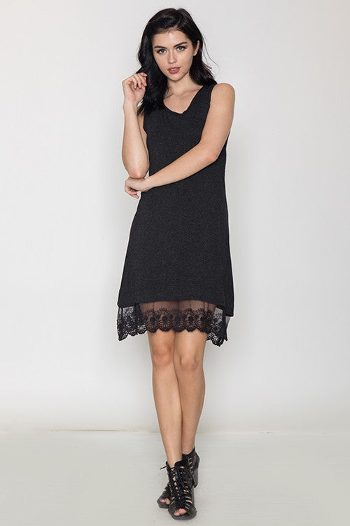 LAYERED LACE HEM TANK DRESS