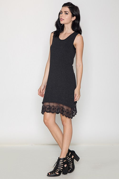 LAYERED LACE HEM TANK DRESS