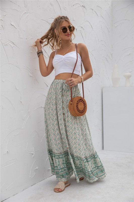 Womens Print Maxi Skirt