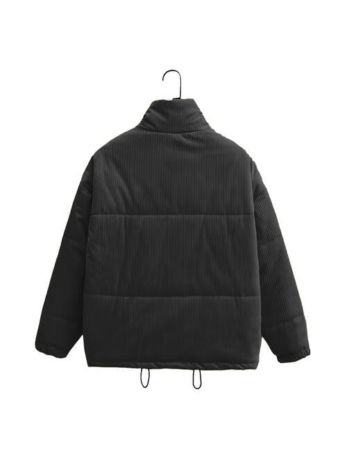 Zip Up Drawstring Winter Coat with Pockets